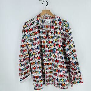 Sant + Abel Pajama Top Donald Robertson People Print Cotton Poplin Top XL